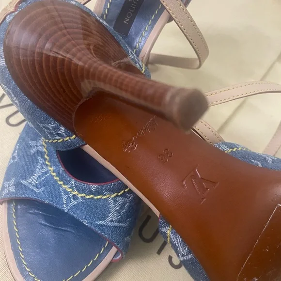 Louis Vuitton Rare Ankle Straps with Elegant Design Denim Sandals - Picture 5 of 8